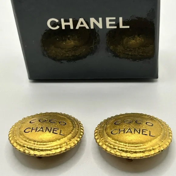 Chanel Gold Button Earrings - Picture 7 of 9